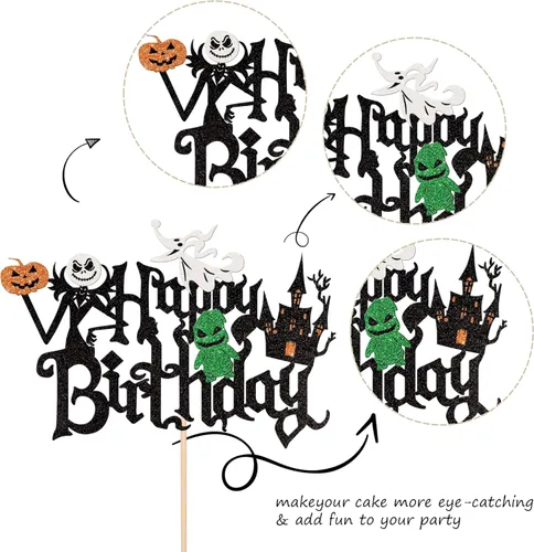 Miniatura 3 de 1 paquete de decoración de pastel de Halloween con purpurina para Halloween, fantasma, calabaza, pastel para casa encantada, bruja, calabaza, 7