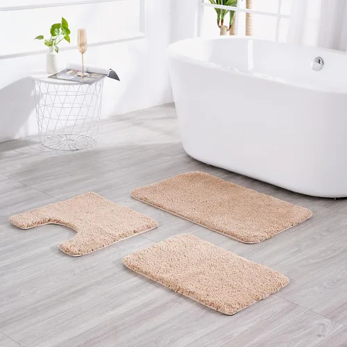 Miniatura 2 de Juego de alfombras de baño de lujo de 3 piezas con alfombra de inodoro en forma de U, fondo de goma antideslizante, microfibra gruesa, felpa suave