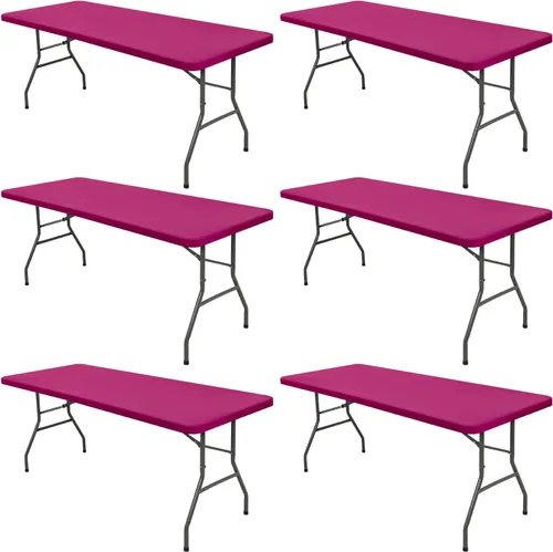 Miniatura 44 de Pack de 6 manteles de picnic elásticos ajustados para mesas rectangulares de 6 pies, impermeables, lavables, de spandex para patio, plegables