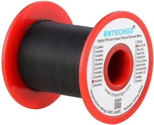 Miniatura 16 de BNTECHGO Carrete de alambre de silicona de calibre 28 rojo 250 pies Flexible 28 AWG alambre de cobre estañado trenzado