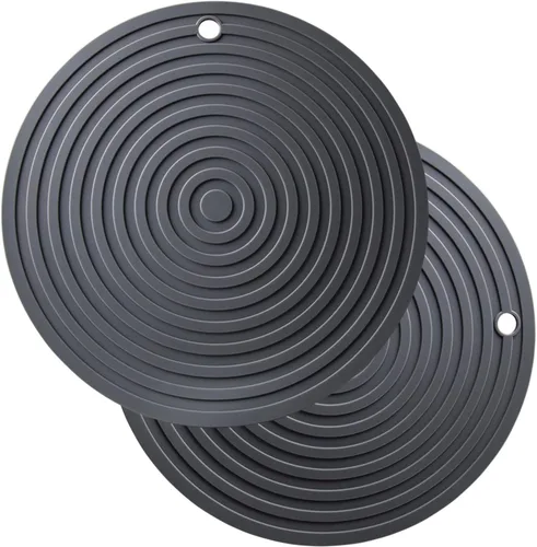 Miniatura 8 de Salvamanteles de silicona para platos calientes, ollas y sartenes, diámetro de 9.45 pulgadas, resistente al calor, almohadillas calientes
