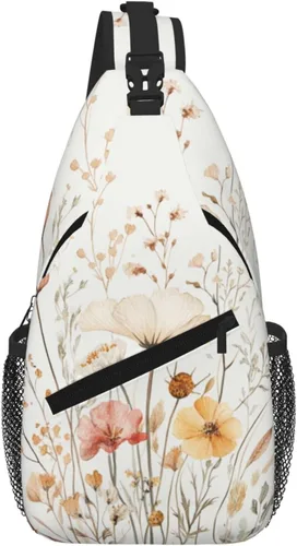 Miniatura 10 de Bolso bandolera para hombres y mujeres, mochila cruzada floral de tulipán pastel, mochila casual de senderismo para viajes, deportes, correr, bolsa