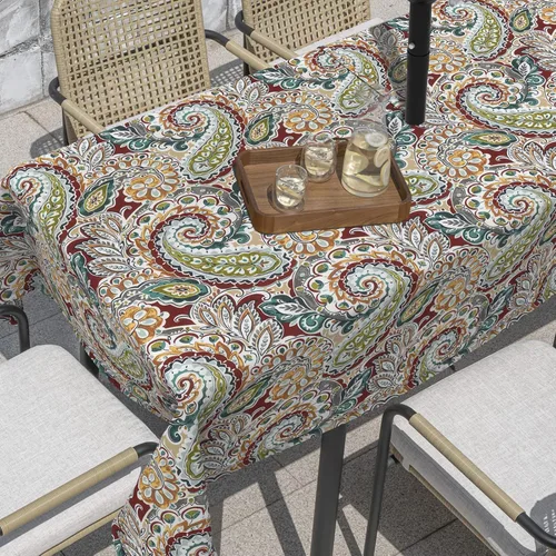 Miniatura 29 de Mantel redondo para exteriores e interiores con cremallera de agujero para paraguas, funda decorativa para mesa circular para jardín del hogar, 60