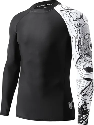 Miniatura 11 de HUGE SPORTS Camisas de baño para hombre de manga larga UPF 50+ con protección contra erupciones solares y protección UV Dividir