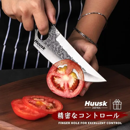 Miniatura 5 de Huusk Cuchillo Vikingo con Vaina Cuchillos para Deshuesar para Cortar Carne, Cuchillos Cavernícola Ultimo Forjados a Mano de Espiga Completa
