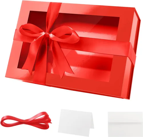 Miniatura 47 de PACKQUEEN 5 cajas de regalo negras grandes con ventanas, 13.5 x 9 x 4.1 pulgadas, cajas de regalo con ventanas transparentes para regalos que
