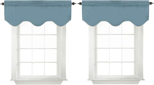 Miniatura 8 de Turquoize - Cenefa opaca para ventanas de cocina/baño/sala de estar/dormitorio con aislamiento térmico, cenefa festoneada con bolsillo para Aqua