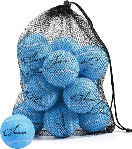 Miniatura 13 de INSUM Bulk Tennis Balls for Beginner – 12 Pack High Elasticity Practice Tennis Balls with Mesh Bag, Suit for Pet Dog Training, Fetching Amarillo-N