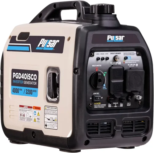 Pulsar PGD40ISCO Generador de inversor de gas portátil ultra ligero silencioso 4000W, blanco