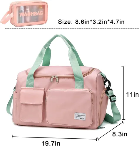 Miniatura 323 de Pequeña bolsa de gimnasio para mujer, bolsa de viaje con compartimento para zapatos