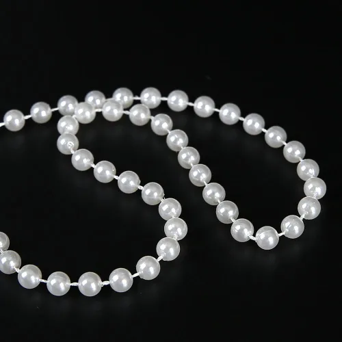Miniatura 2 de FQTANJU Guirnalda de cuentas de perlas sintéticas de 0.315 pulgadas para decoración de bodas, fiestas, manualidades, rollo de 33 pies, color blanco