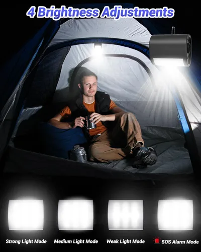 Miniatura 4 de Dr.meter Bomba de aire para inflables, bomba de colchón de aire recargable de 3600 mAh con luz de campamento de 4.8 kPa, inflado rápido, desinflado