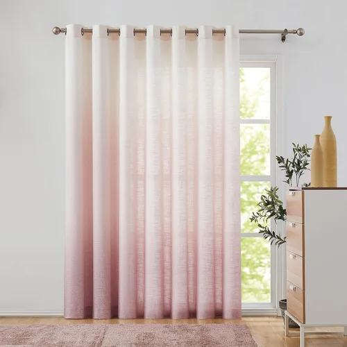 Miniatura 11 de Cortina para Puerta Ombré de 100" Extra Ancha con Estampado Degradado en Mezcla de Rayón, Tela Filtrante de Luz, Tratamiento de Ventana para Puerta