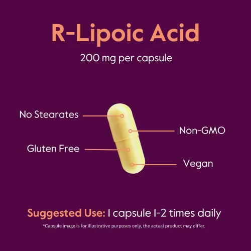 Miniatura 5 de BESTVITE Ácido R-lipoico de 200 mg estabilizado con Na-RLA bio-mejorado (120 cápsulas vegetarianas) (60 x 2) - Sin estearatos - Sin rellenos
