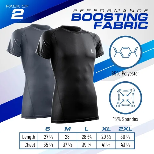 Miniatura 2 de Mens Compression Shirt Short Sleeve Dry-fit Athletic Base-Layer T-Shirt - 2 Pack