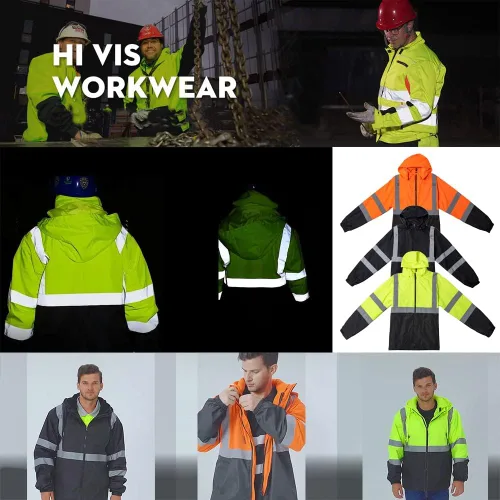 Miniatura 4 de Chaqueta reflectante de seguridad de alta visibilidad para hombres Hi Vis chaquetas de construcción Amarillo