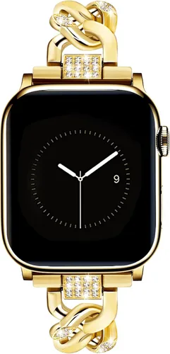 Miniatura 14 de JR.DM Correas de oro para reloj para mujer compatibles con Apple Watch de 46 mm, 42 mm (S3/2/1) 44 mm, 45 mm, 49 mm, pulsera ajustable de cadena Oro
