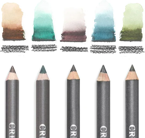 Miniatura 4 de Cretacolor AquaGraph - Juego de acuarelas de grafito, blanco, marrón, verde azulado, verde, rojo y azul