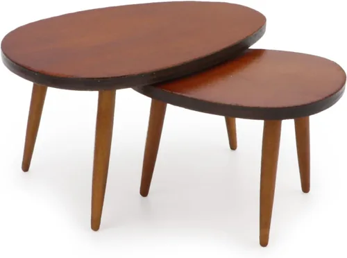 Miniatura 4 de Muebles en miniatura, 2 piezas, mesa de casa de muñecas, juego de mesa triangular de madera, escala 1/12, accesorios de modelo de casa pequeña