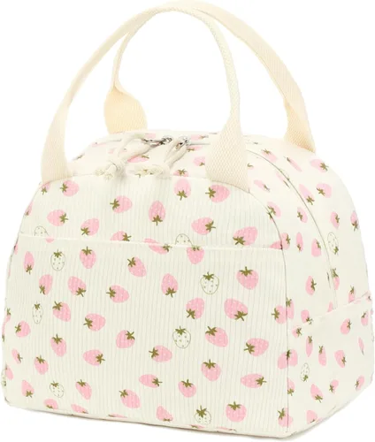 Miniatura 21 de Bluboon Bolsa de almuerzo para mujer, bonita bolsa de almuerzo de pana con correa para el hombro, reutilizable, aislada, gran capacidad