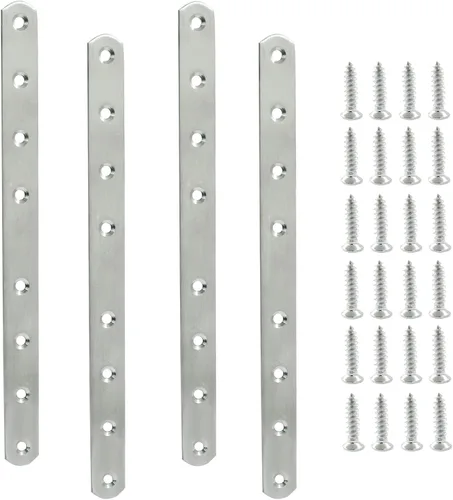 Miniatura 9 de Paquete de 16 soportes rectos de placa plana de acero inoxidable de 1.5 pulgadas, soporte de metal plano de 1.5 pulgadas, soportes de metal de 1.5