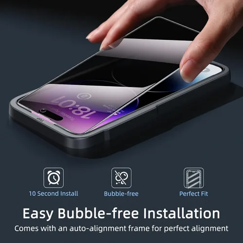Miniatura 4 de Protector de pantalla de privacidad Ruwa para iPhone 14 Pro Max [Pack de 3] [17 cm] Película de vidrio templado para pantalla con marco