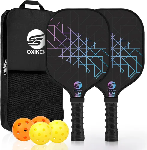 Juego de 2 palas de pickleball aprobadas por USAPA de fibra de carbono (CHS) núcleo de panal de polipropileno, agarre antideslizante que absorbe el