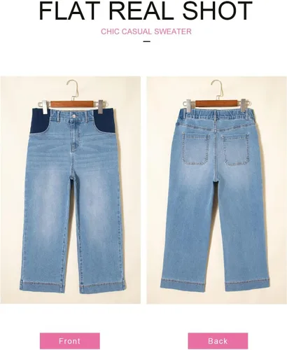 Miniatura 4 de BLENCOT - Pantalones de maternidad para mujer de cintura alta, pierna ancha y elástica de mezclilla, ropa de embarazo