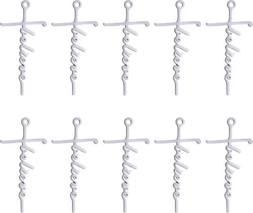 Miniatura 9 de Colgante de cruz de gracia, 10 piezas, collar de acero inoxidable para hacer regalos de joyería religiosa cristiana