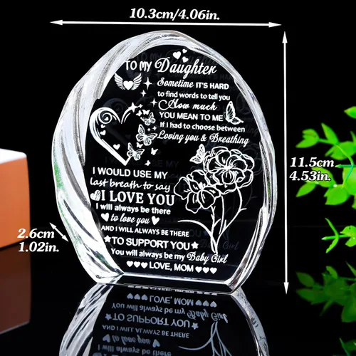 Miniatura 5 de Regalos para hija de mamá papá, regalos de cumpleaños para el día de la madre para hija adulta, recuerdos de cristal para mi hija, regalo