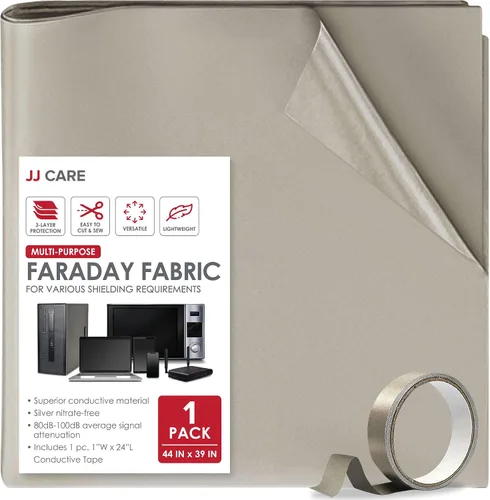 Miniatura 9 de JJ CARE Tela Faraday [tela Faraday de 44 pulgadas x 20 pies + cinta Faraday de 6.6 yardas de largo + instrucciones] - Tela de grado militar