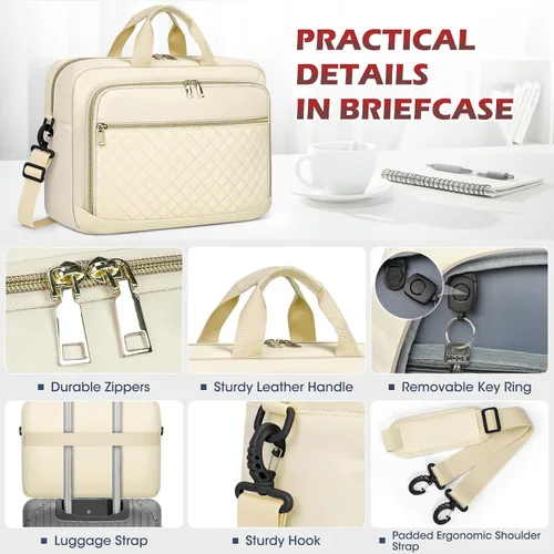 Miniatura 6 de NEWHEY Bolsa para laptop de 17.3 pulgadas, maletín para computadora portátil para mujeres y hombres, bolsa de hombro impermeable, bolsa de mensajero