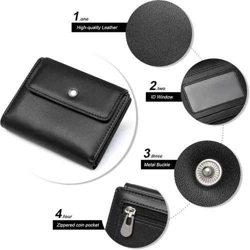Miniatura 5 de GEEAD Billeteras pequeñas de piel sintética con bloqueo RFID para mujer, cartera delgada para múltiples tarjetas para mujer con bolsillo
