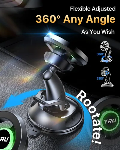 Miniatura 2 de YRU Soporte de teléfono de coche para Magsafe [98 libras de succión más fuerte y magnético mejorado] Soporte de teléfono para salpicadero de Negro