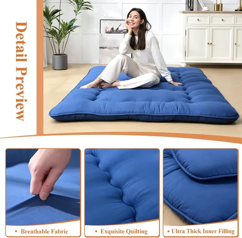 Miniatura 4 de Colchón de futón grueso para dormir, colchón plegable para adultos, niños, tapete de tatami, colchón de campamento, viaje por carretera, tapete