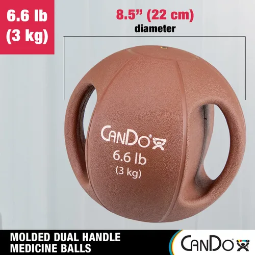 Miniatura 2 de CanDo Balón medicinal moldeado de doble mango para entrenamiento de fuerza, entrenamientos de núcleo, calentamientos, cardiometría y pliometría