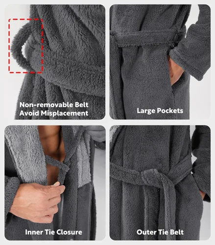 Miniatura 4 de DAVID ARCHY - Bata larga de vellón suave para hombre