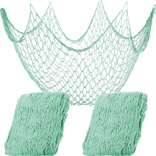 Shappy 2 redes decorativas de 80 x 40 pulgadas, red para colgar en la pared para sirena, pirata, náutico, decoración de fiesta bajo el mar, temática