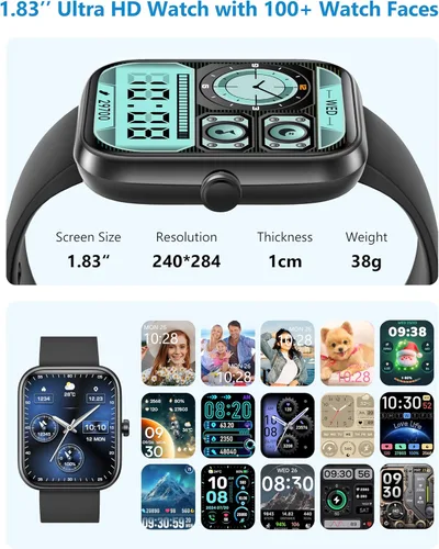Miniatura 6 de Reloj inteligente, 1.83'' Smartwatch para mujeres y hombres, responde y realiza llamadas, Alexa, reloj de fitness, IP68 impermeable, rastreador