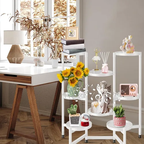 Miniatura 6 de Soporte alto para plantas de 8 niveles para interiores, soportes escalonados para plantas al aire libre para múltiples plantas, soporte plegable