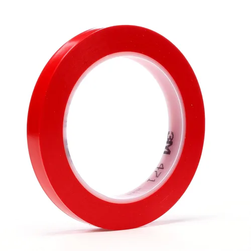 Miniatura 12 de 3M Cinta de vinilo 471, 1/4 pulgadas x 36 yardas, roja, 1 rollo, cinta roja para piso, alternativa de pintura para marcado de piso, distanciamiento