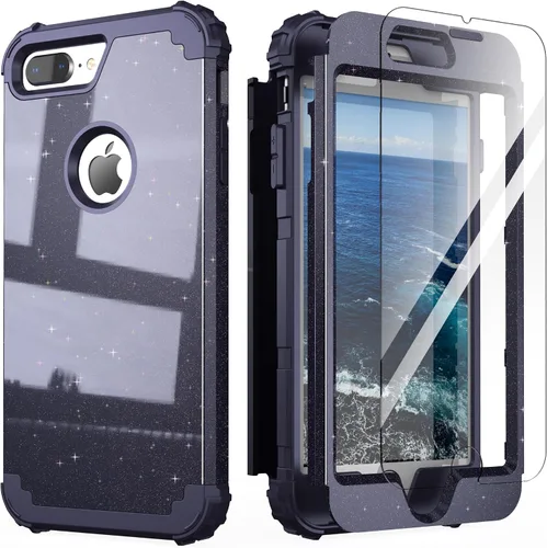 Miniatura 27 de IDweel Funda para iPhone 8 Plus, para iPhone 7 Plus con Protector de Pantalla, 3 en 1 Híbrida Resistente a Golpes de Servicio Pesado, Cubierta Dura