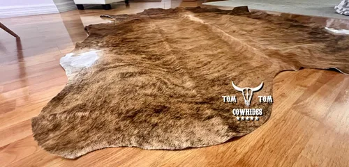 Miniatura 5 de Alfombra de piel de vaca 6x6 Brindle Medium Piel Natural