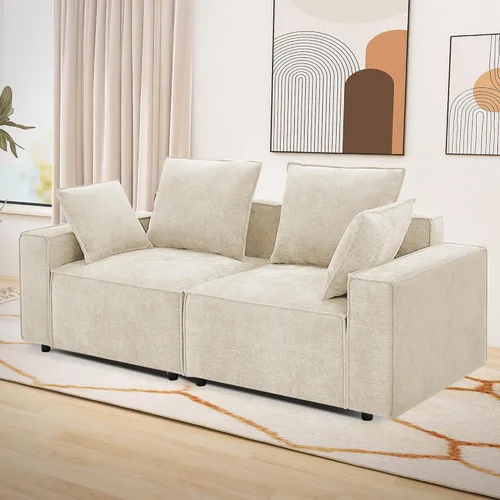 Miniatura 17 de WILLOVE Juego de sofá modular modular, sofá nube de felpilla con reposabrazos anchos y 8 almohadas, sofás de asiento profundo para sala de estar, 4