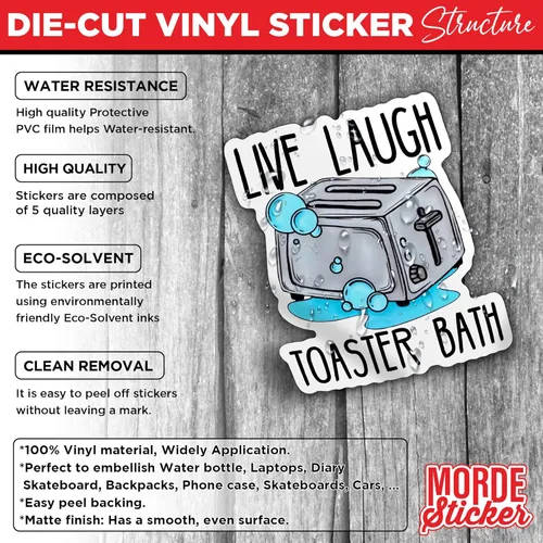 Miniatura 3 de Calcomanías de baño con tostadora Live Laugh (3 unidades, 2 pulgadas), divertida cita de tostadora, broma troquelada, impermeable, para casco duro