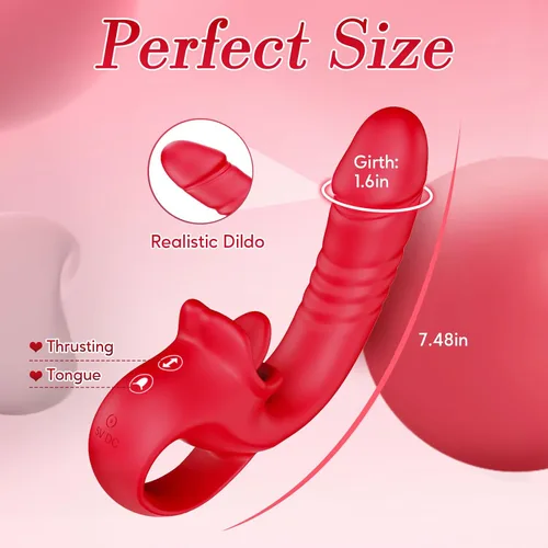 Miniatura 4 de Consolador Vibrador con Empuje Juguetes Sexuales para Mujeres, Consoladores Juguetes para Adultos Vibrador de Lamer Clítoris y Punto G con 10 2-Rosa