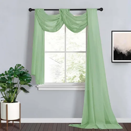 Miniatura 2 de Efavormart - Paneles de cortina de organza transparente verde salvia de 18 pies, cenefa para ventana, arco de boda, tela drapeada para mesa