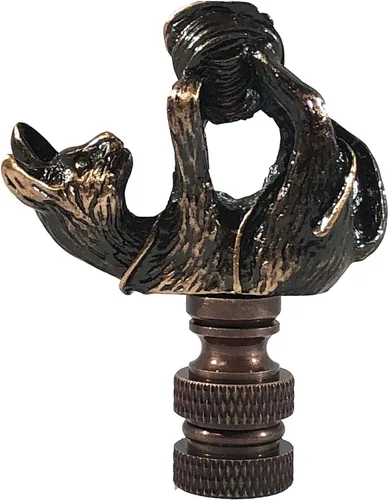 Royal Designs, Inc. Playful Cat Finial para pantalla de lámpara, F-5077AB-1, latón antiguo