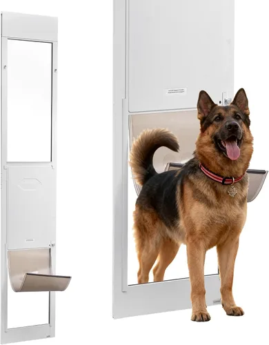 Miniatura 17 de VEVOR Puerta para perro para puerta corrediza de vidrio, 75 7/8 "-80 11/16 pulgadas de altura ajustable para puertas correderas, marco de aluminio