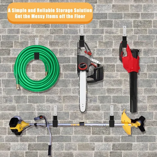 Miniatura 5 de Ganchos de utilidad resistentes para montaje en pared de almacenamiento, ganchos de pared de garaje para manguera, bicicleta, escalera, motosierra